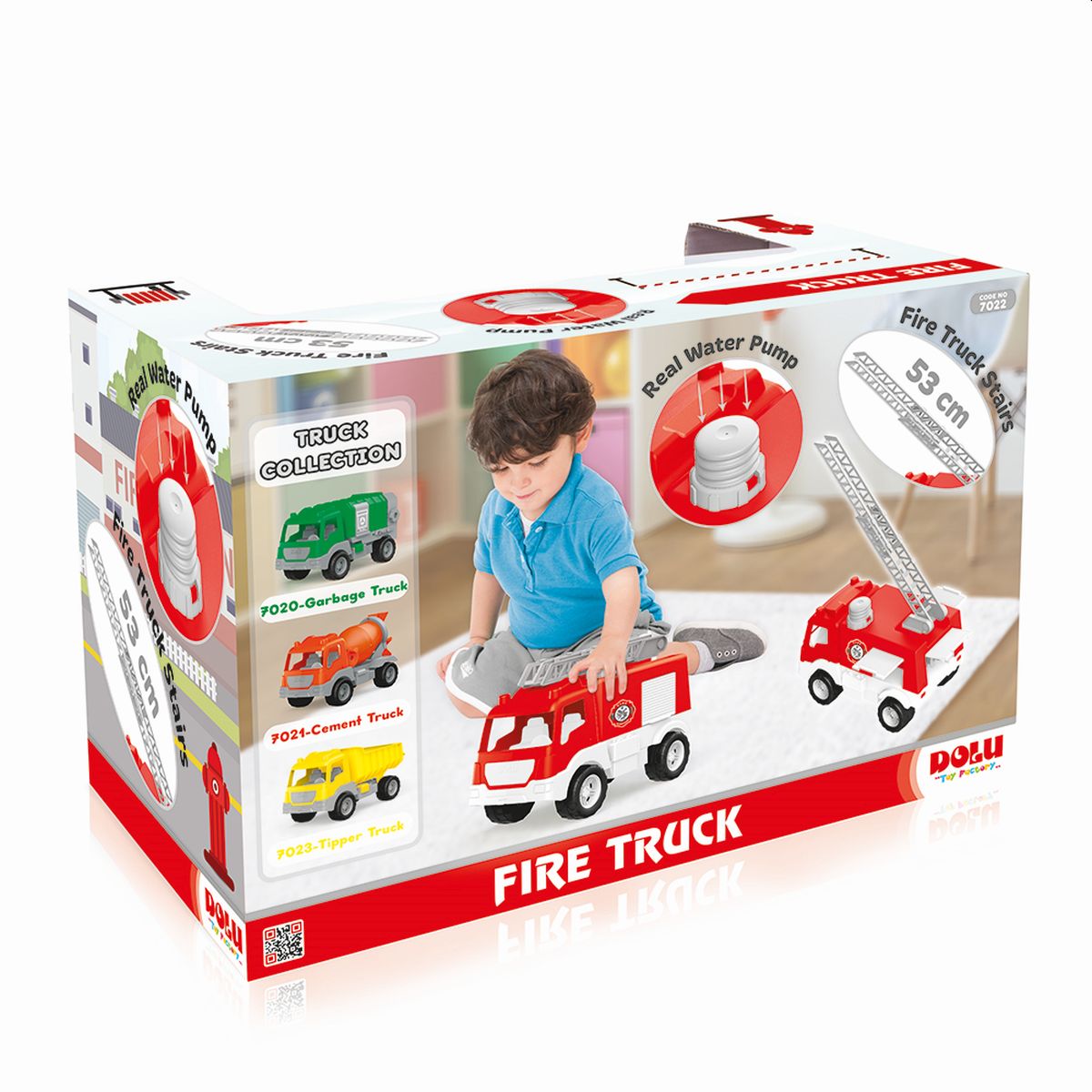 Feuerwehrauto Fahrzeug Spielzeugauto LKW 53cm Leiter Rot Wasserpumpe Neu