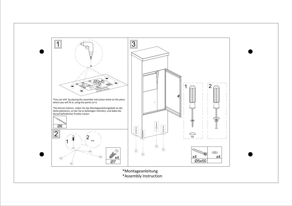 Paketbox Postbox M Paketfach Postkasten 38x23x65cm Briefkasten mit Schloss Stahl