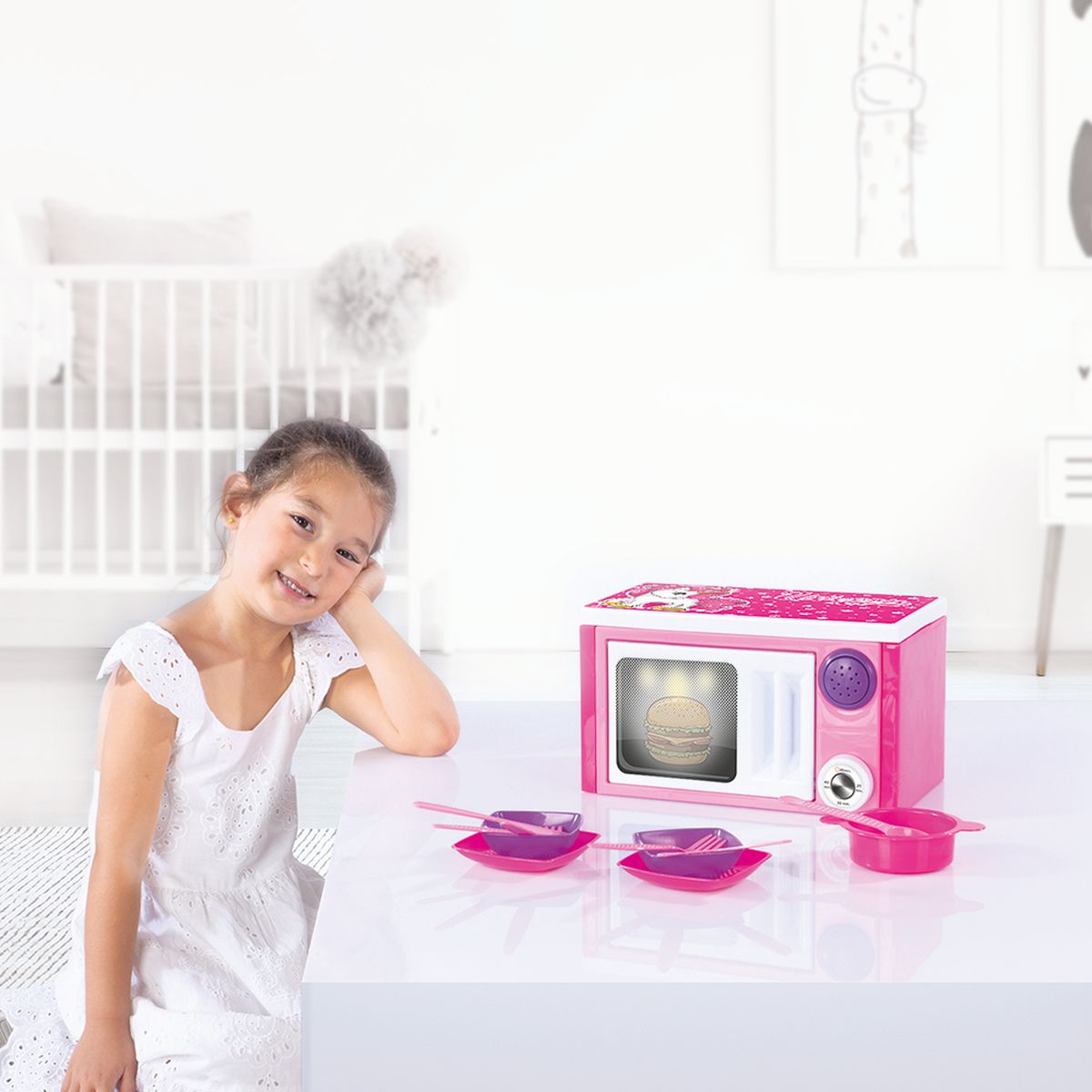 Dolu Unicorn Einhorn Mikrowelle mit Geschir Set Mikrowelle Micro Welle