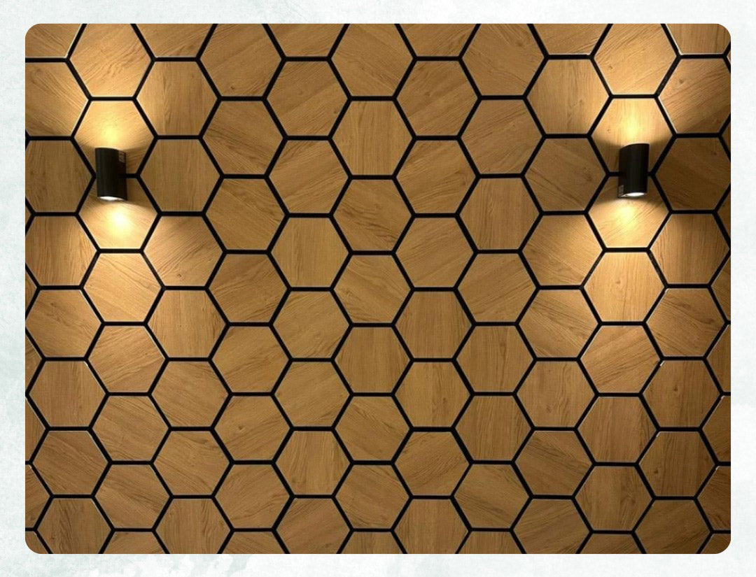 Hexagon 78x68x18 cm Akustikpaneele Holz Wand Deko Holzpaneele 3D Wandpaneele Wandverkleidung