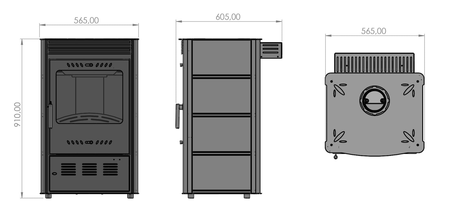 Kamin Ofen Kaminofen Anthrazit 150mm Rauchrohr 7,8KW BimSchV1-2 EEK A