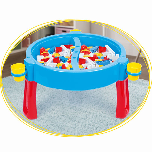 Spieltisch, multifunktionales Kindertisch, 100 Stücke Blocks, Aktivitätstisch Bauklötze