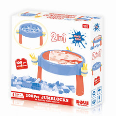 Spieltisch, multifunktionales Kindertisch, 100 Stücke Blocks, Aktivitätstisch Bauklötze
