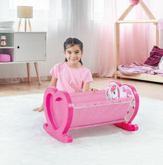 Unicorn Einhorn Puppenschaukelbett Puppenbett Puppenwiege Kunststoff Puppenmöbel
