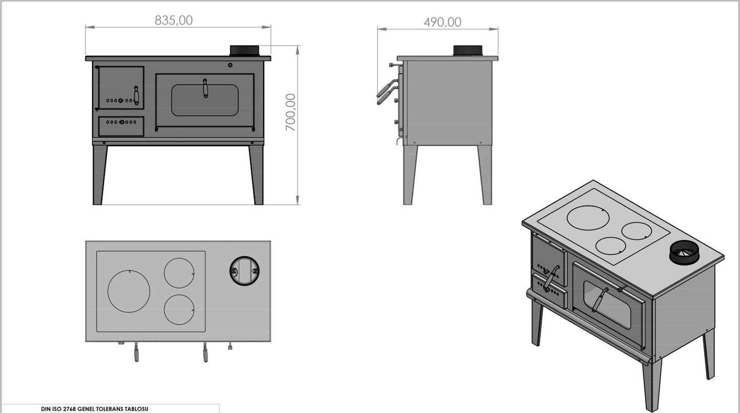 Küchenofen Holzherd Kaminofen Herd Gusseisen 7,9KW BimSchV2 EEK A+