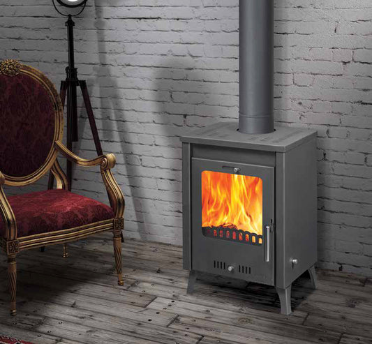 Kamin Ofen Kaminofen Anthrazit Rauchrohr 7,8KW Olympus BimSchV2  EEK A