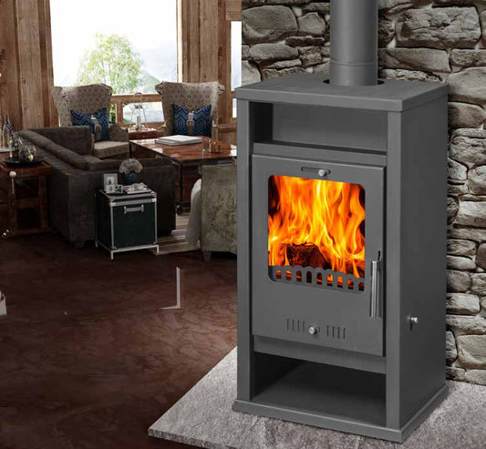 Kamin Ofen Kaminofen Anthrazit Rauchrohr 7,8 KW BimSchV 1-2  EEK A