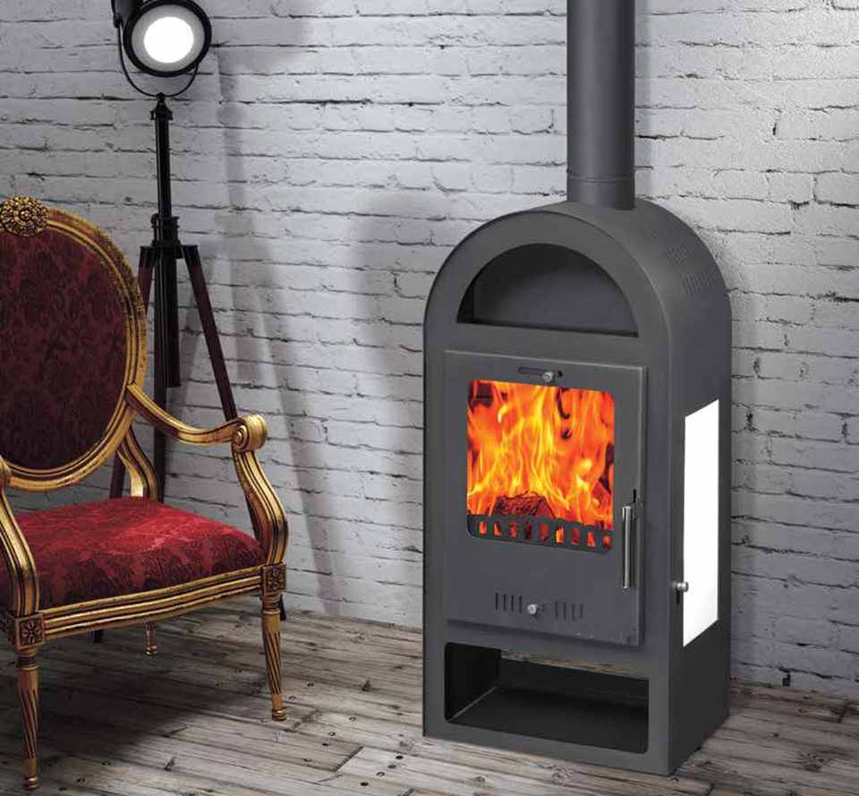 Kamin Ofen Kaminofen Anthrazit Rauchrohr 7,8 KW BimSchV 1-2 EEK A