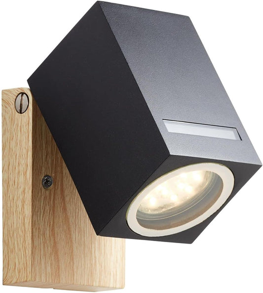 Brilliant Galeni Außenwandstrahler schwarz/natur | 1x PAR51, GU10, 20W