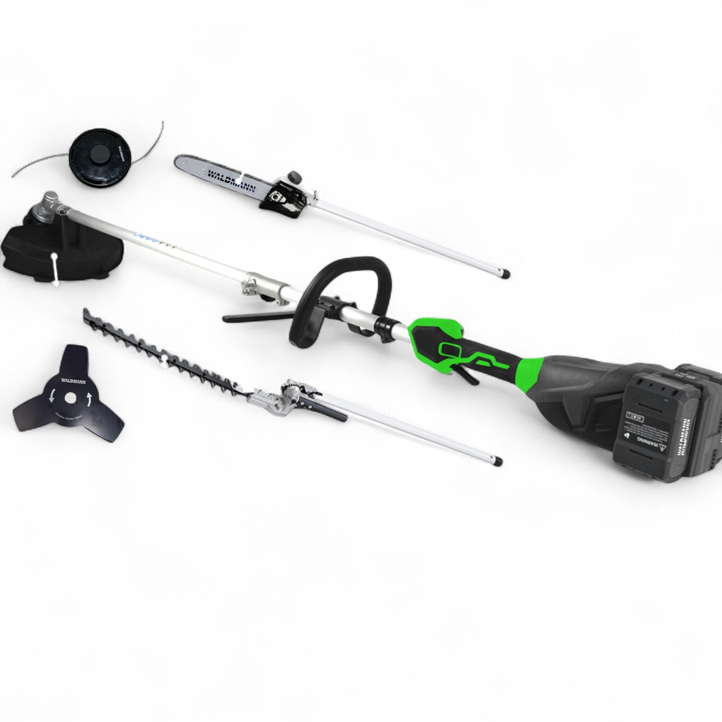 4in1 Akku-Multifunktion Rasentrimmer Motorsense Heckenschere Hochentaster