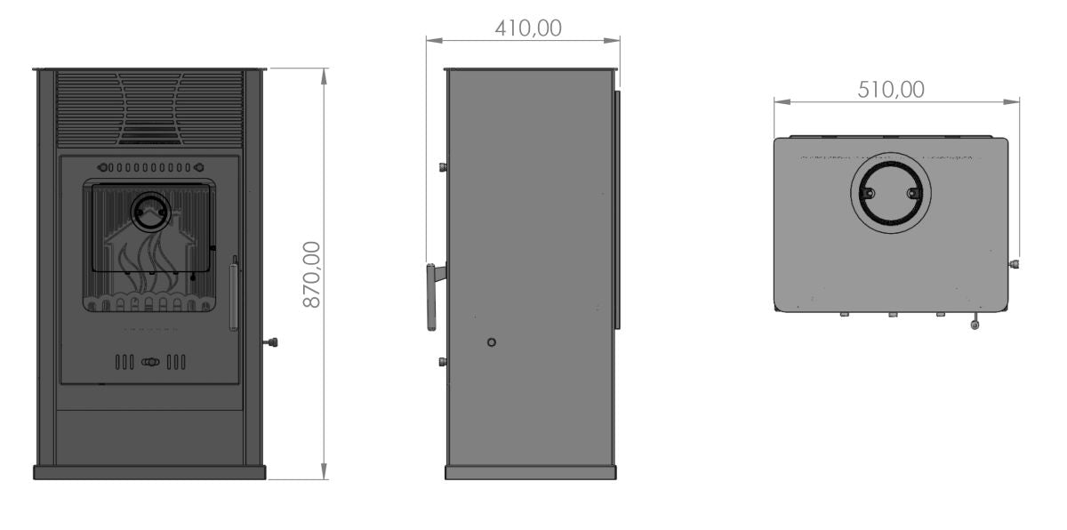 Kamin Ofen Kaminofen Anthrazit Rauchrohr 7,8 KW BimSchV 1-2 EEK A