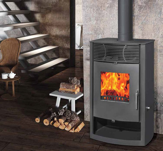 Kamin Ofen Kaminofen Anthrazit Rauchrohr 7,78 KW BimSchV 1-2  EEK A
