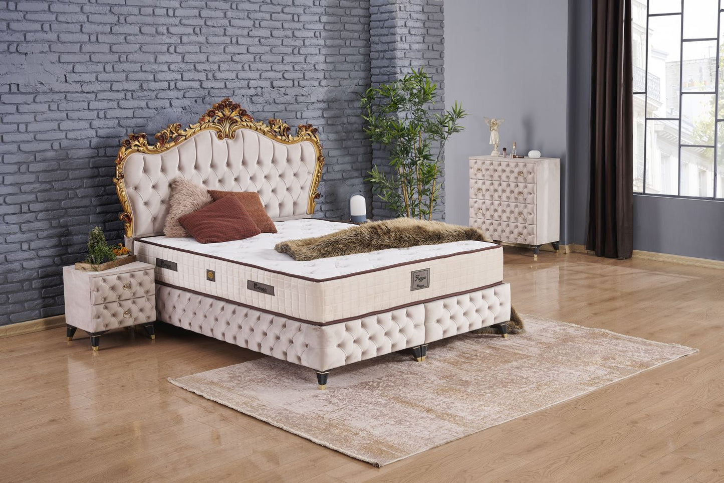 Boxspringbett Baza Yatak Boxspring Bett 160x200 Komplett Set Frezya