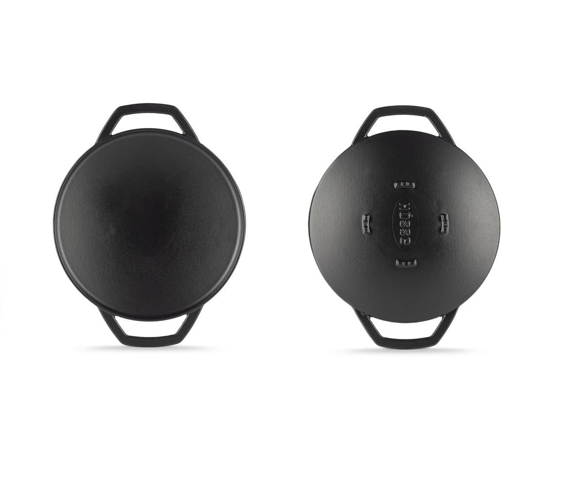 Wok 28 cm Pfanne aus Gusseisen Wokpfanne Gusspfanne zwei Seitengriffen