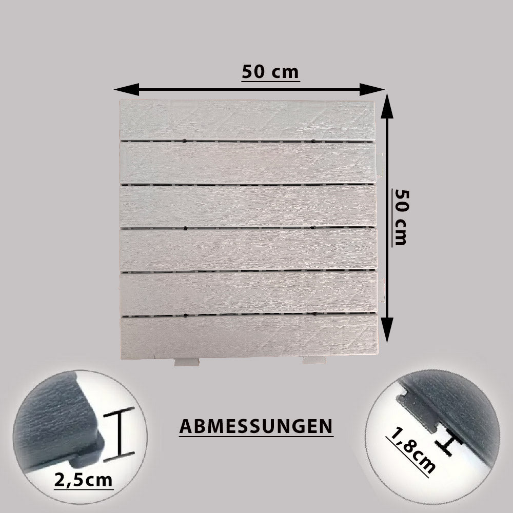 Terrassenfliesen Terrassen Boden Fliesen 50x50cm Hellgrau Kunststoff