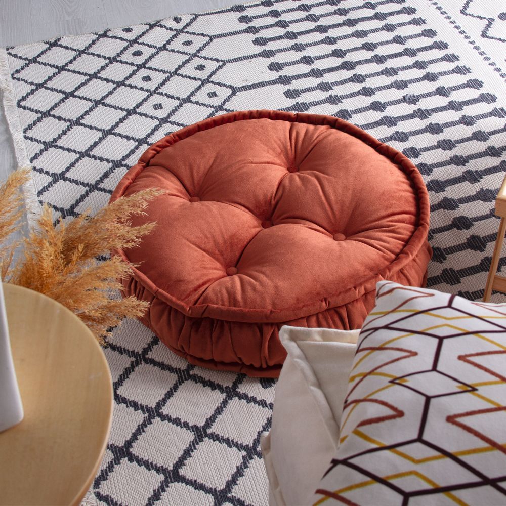 Bodenkissen Rund Sitzkissen Boden Dicker Stuhlkissen Meditationskissen Yogakissen 60x14cm