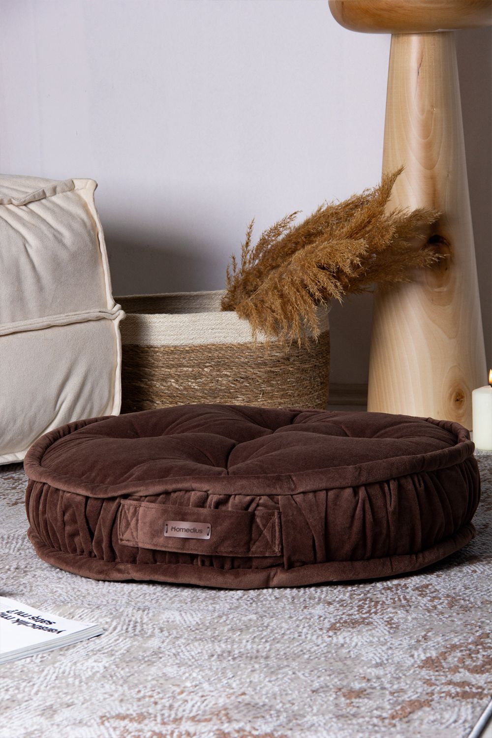 Bodenkissen Rund Sitzkissen Boden Dicker Stuhlkissen Meditationskissen Yogakissen 60x14cm