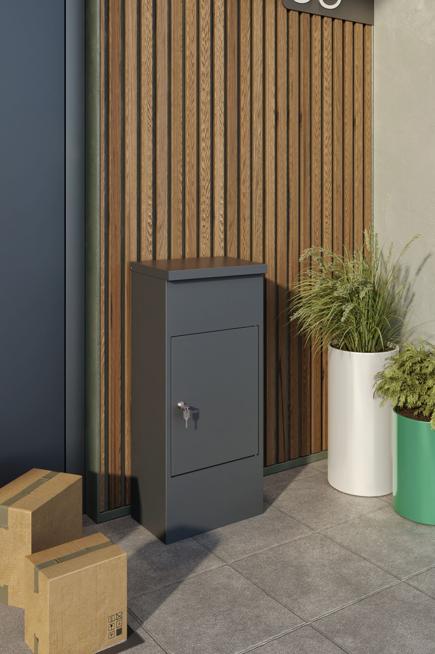 Paketbox Postbox Paketfach L Postkasten 38x23x85cm Briefkasten mit Schloss Stahl