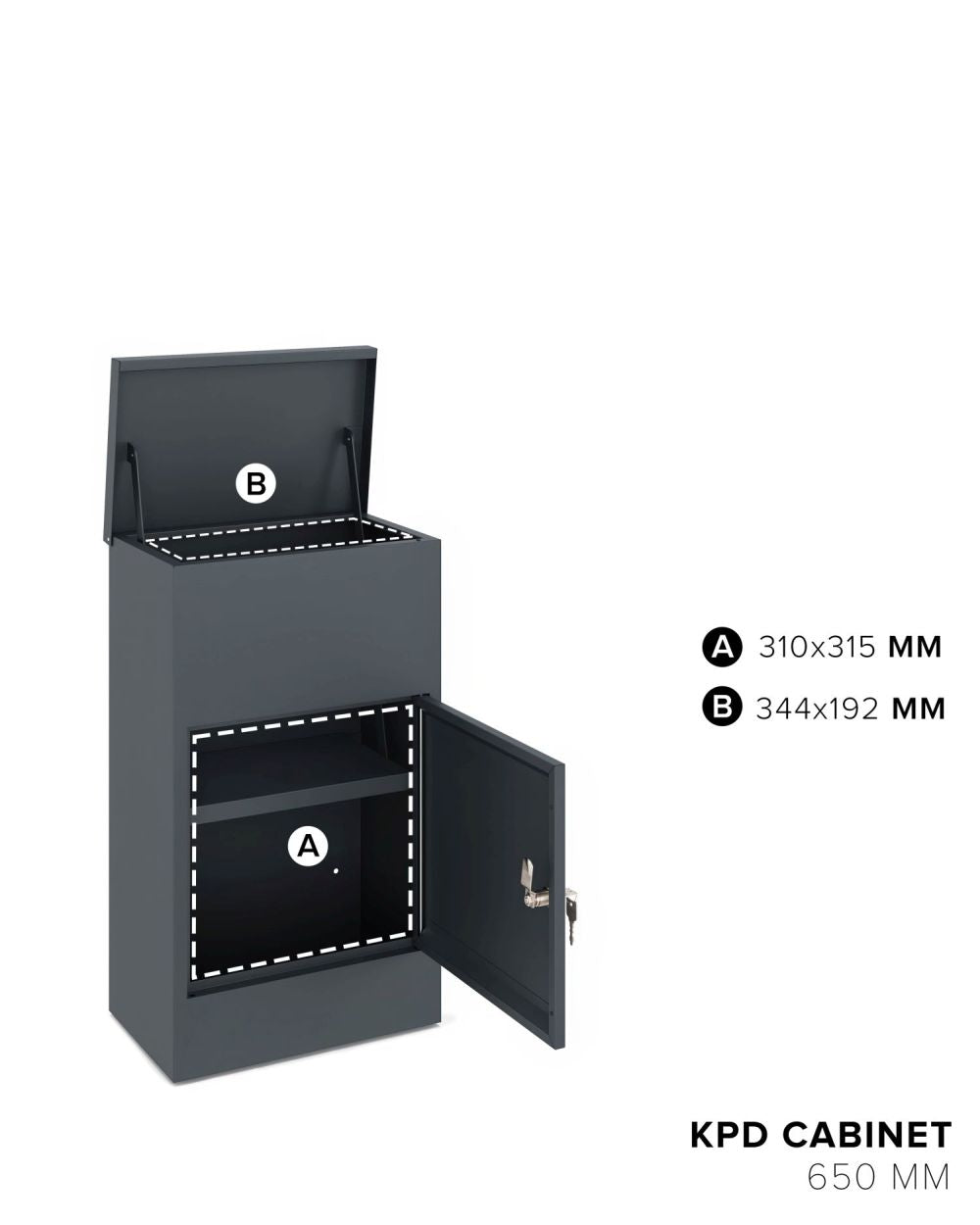 Paketbox Postbox M Paketfach Postkasten 38x23x65cm Briefkasten mit Schloss Stahl