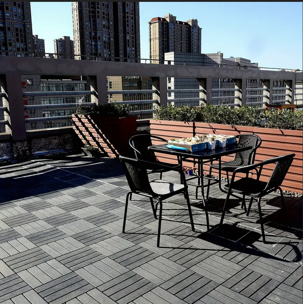 Terrassenfliesen Terrassen Boden Fliesen 50x50cm Grau Kunststoff