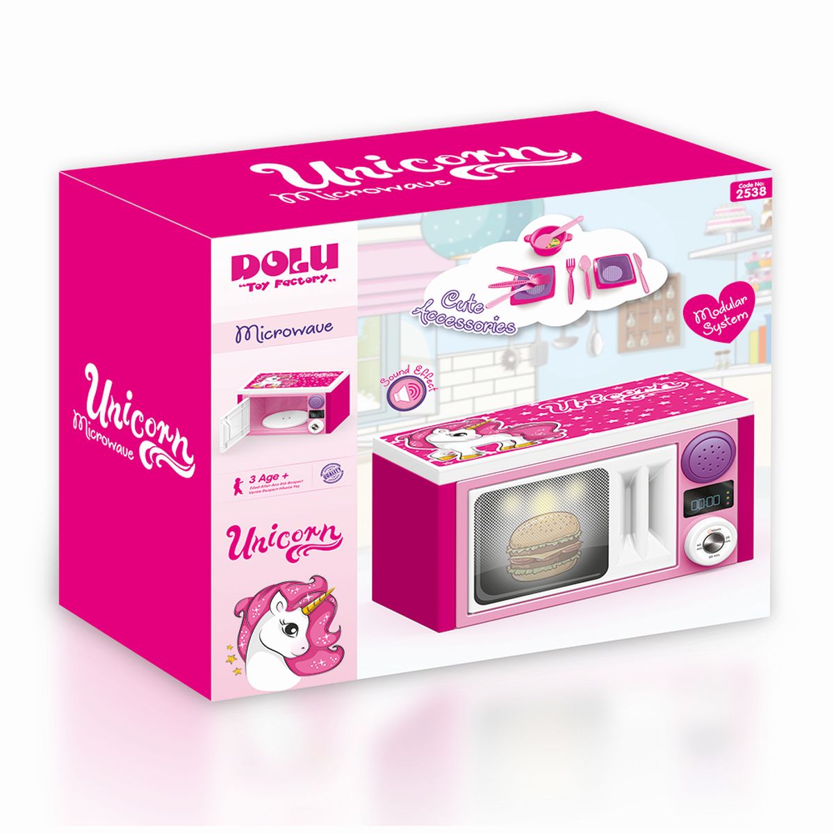 Dolu Unicorn Einhorn Mikrowelle mit Geschir Set Mikrowelle Micro Welle