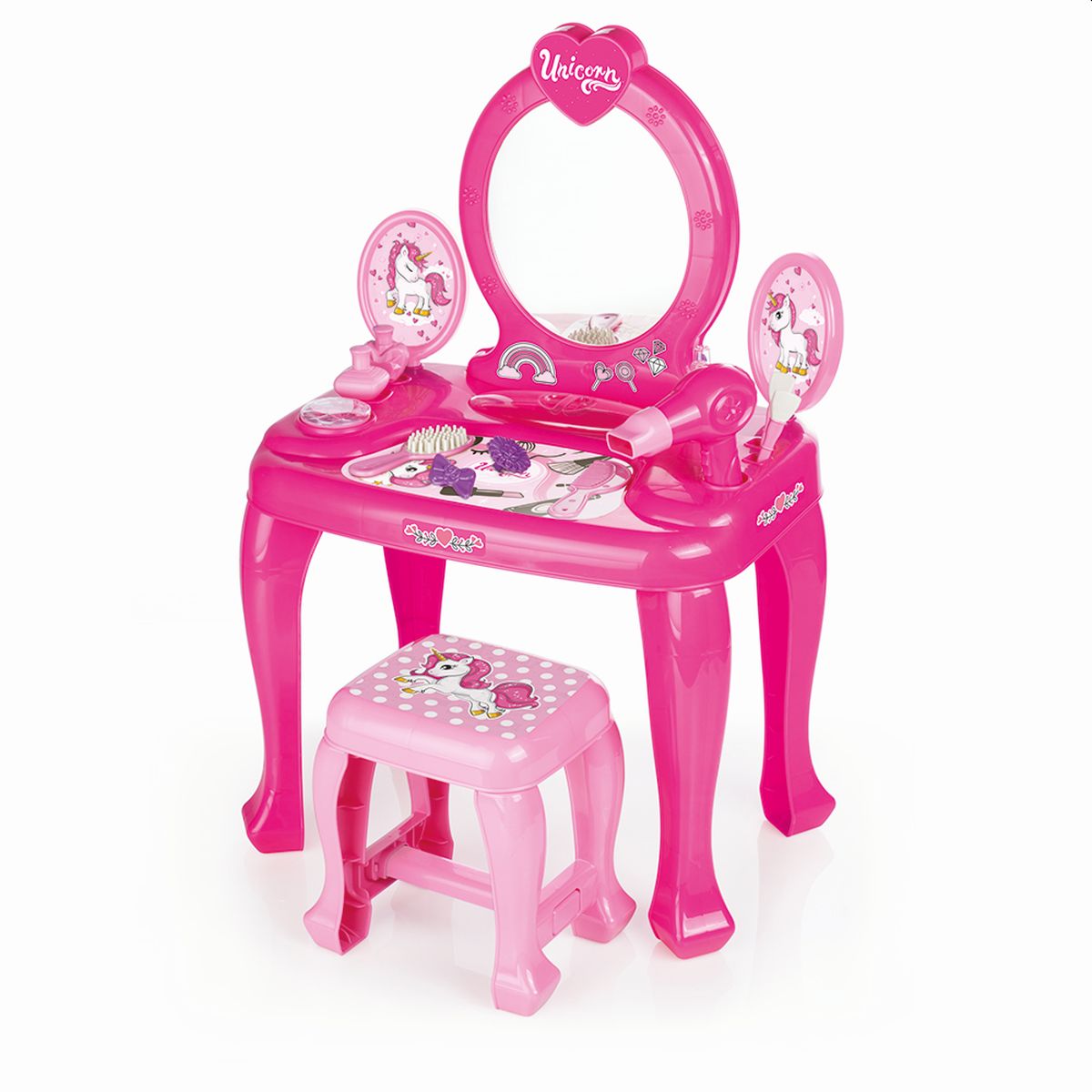 Schminktisch Einhorn UnicornFrisiertisch für Kinder Mädchen Hocker Spiegel Neu