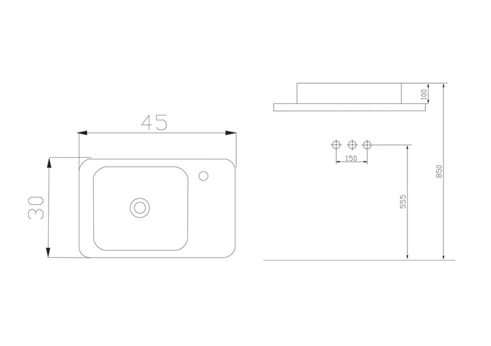 Keramik Waschtisch Waschbecken Wandmontage Wasch Tisch weiß 45x30