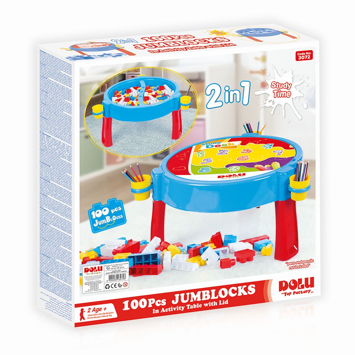 Spieltisch, multifunktionales Kindertisch, 100 Stücke Blocks, Aktivitätstisch Bauklötze