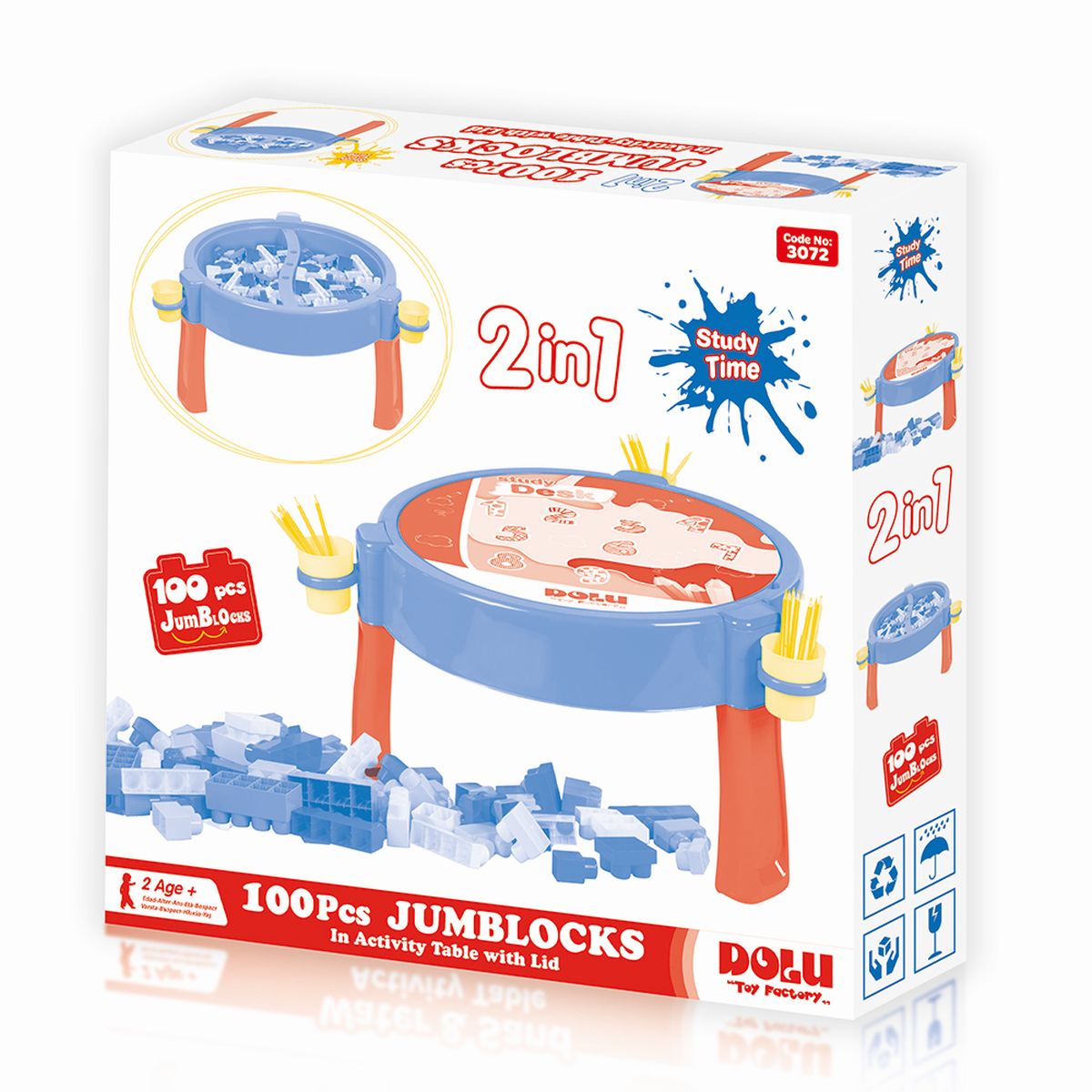 Spieltisch, multifunktionales Kindertisch, 100 Stücke Blocks, Aktivitätstisch Bauklötze