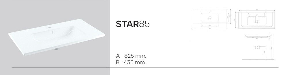 Keramik Waschtisch Waschbecken Einbau Waschbecken Wasch Tisch weiß  82x43