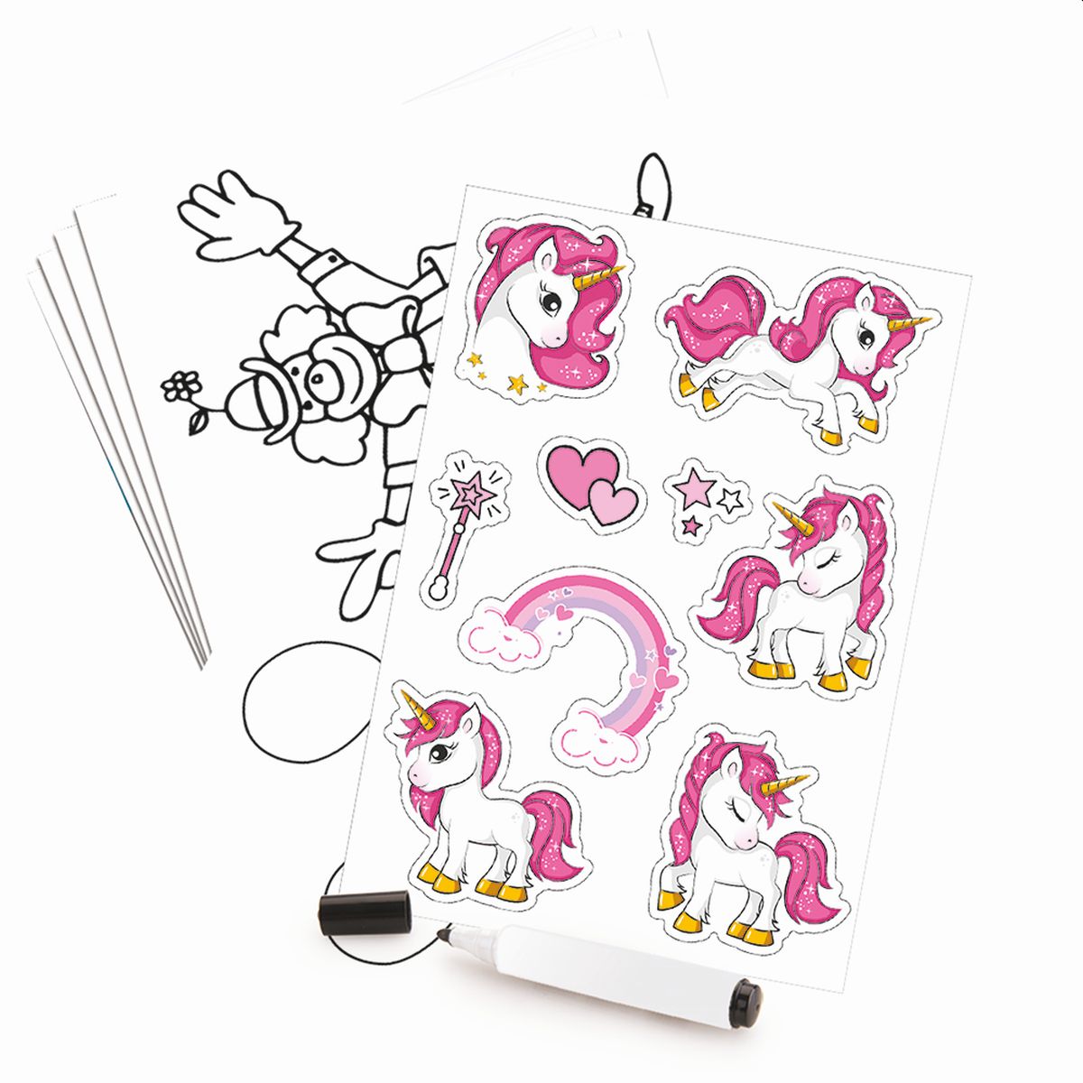Jumbo-Kinder Tafel Unicorn Einhorn Mädchen Whiteboard Board Standtafel Rosa Lila