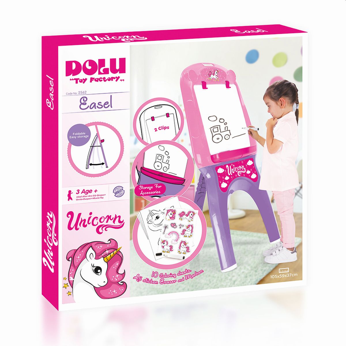 Jumbo-Kinder Tafel Unicorn Einhorn Mädchen Whiteboard Board Standtafel Rosa Lila