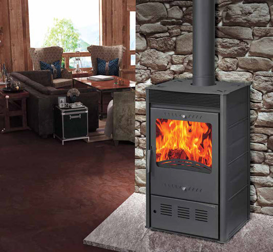 Kamin Ofen Kaminofen Anthrazit 150mm Rauchrohr 7,8 KW BimSchV 1-2  EEK A Rose