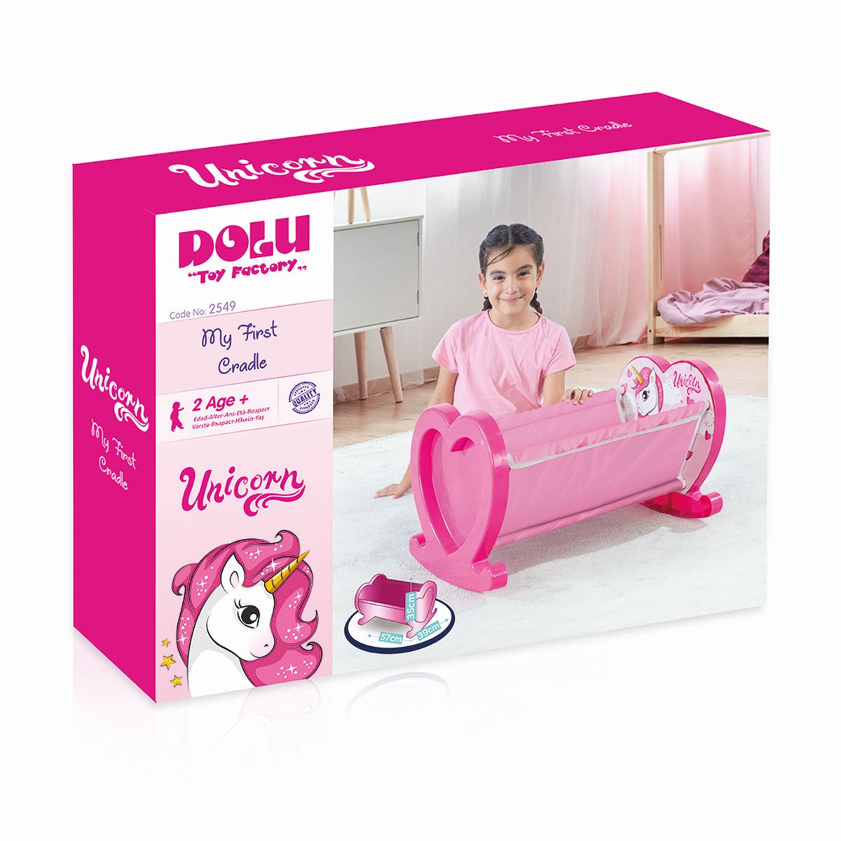 Unicorn Einhorn Puppenschaukelbett Puppenbett Puppenwiege Kunststoff Puppenmöbel