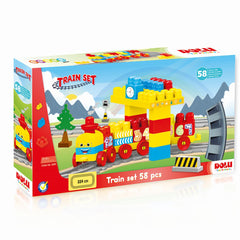 Spielzeugeisenbahn-Set große Bunte Bausteine Zug 224cm Strecke 58 teilig Neu