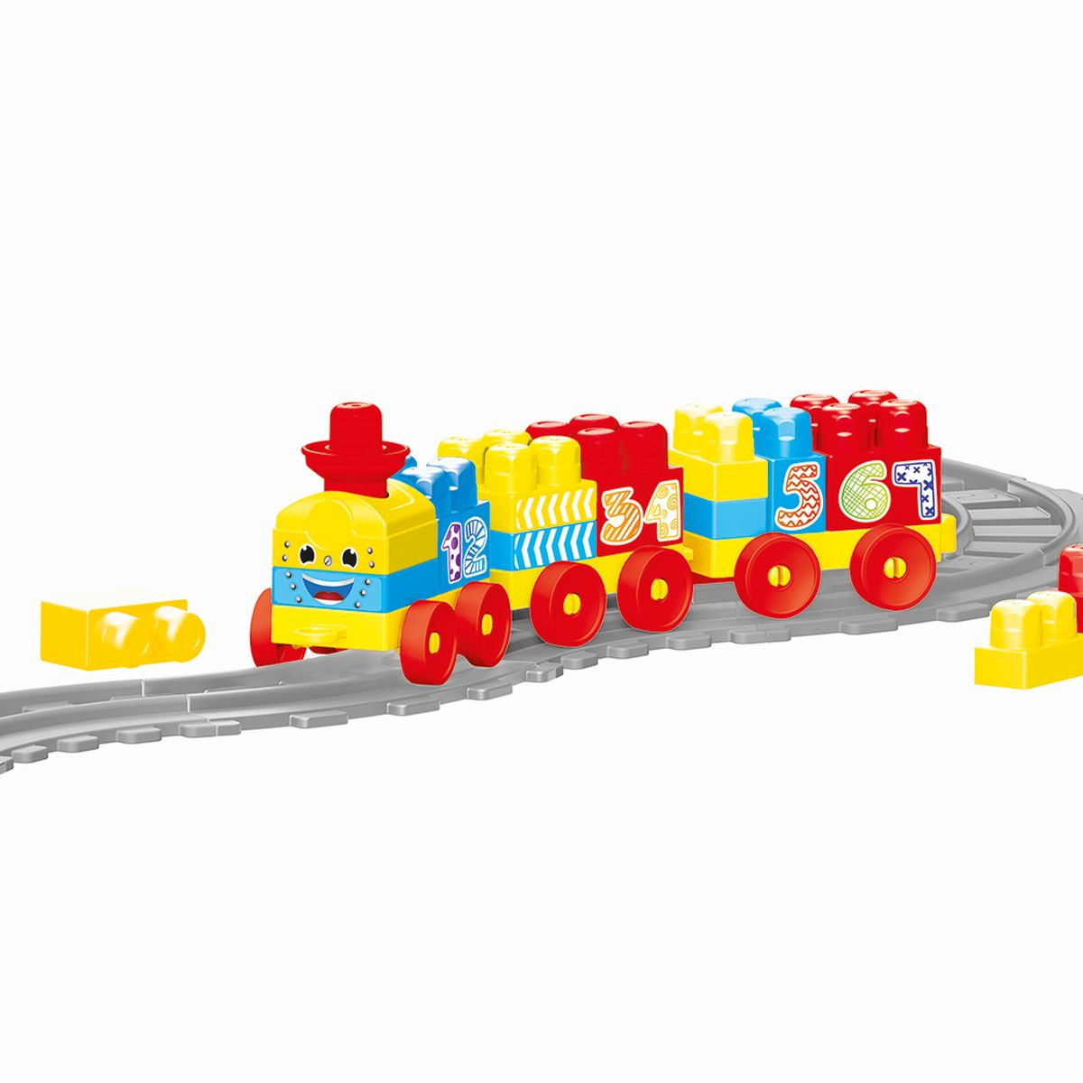 Spielzeugeisenbahn-Set große Bunte Bausteine Zug 224cm Strecke 58 teilig Neu
