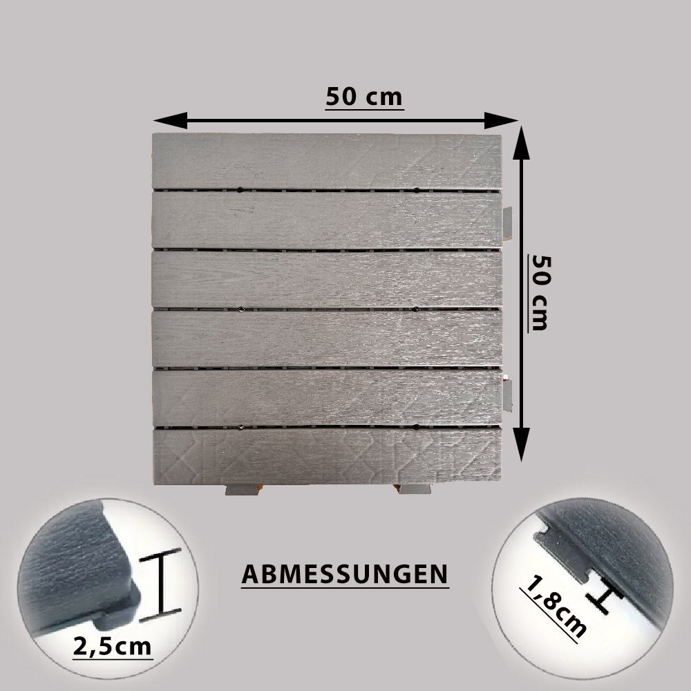 Terrassenfliesen Terrassen Boden Fliesen 50x50cm Braun Kunststoff