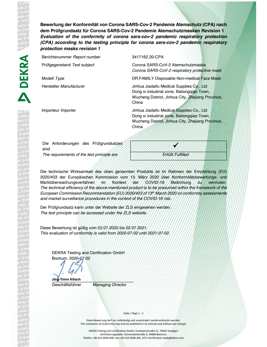 80 Stück Einzelverpackte FFP2 Masken Atemschutzmaske Dr. Family