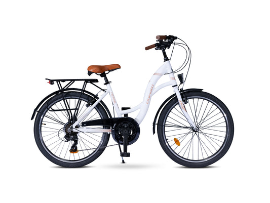 24 Zoll Alu City Bike 24" Mädchen Fahrrad Shimano 21 Gang Rh 38cm