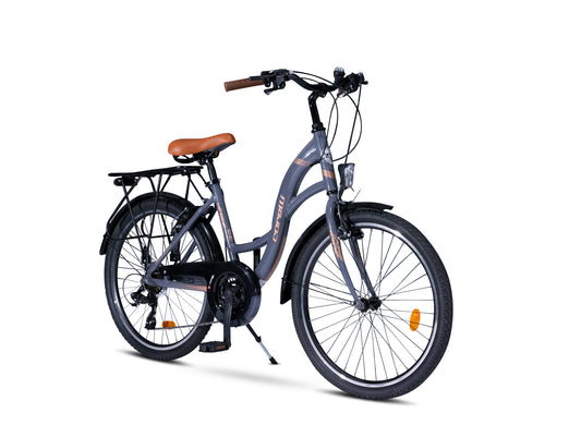 26" Zoll Alu City Bike Mädchen Fahrrad Aluminium Shimano 21 Gang RH 44cm