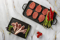 Grillplatte aus Gusseisen mit zwei Griffen Gussplatte Gusseisenplatte 25x44