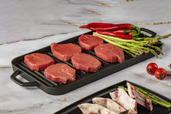 Grillplatte aus Gusseisen mit zwei Griffen Gussplatte Gusseisenplatte 25x44
