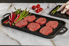 Grillplatte aus Gusseisen mit zwei Griffen Gussplatte Gusseisenplatte 25x44