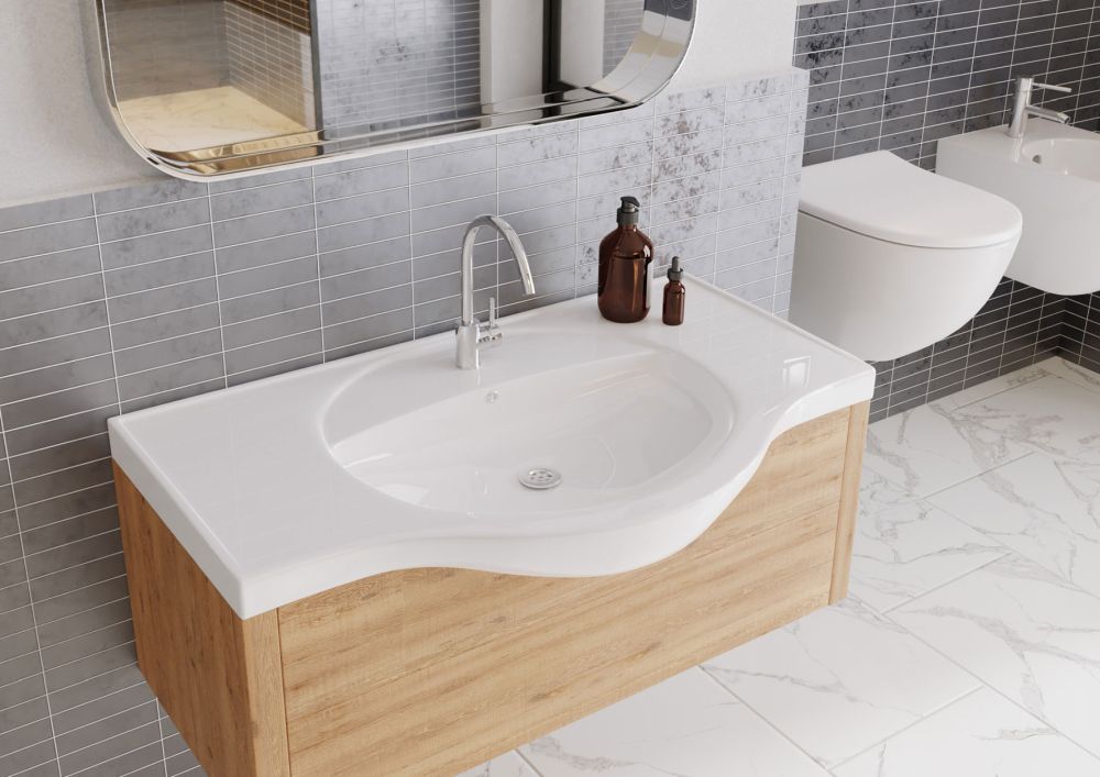 Keramik Waschtisch Waschbecken Einbau Waschtisch Wasch Tisch weiß 51x33