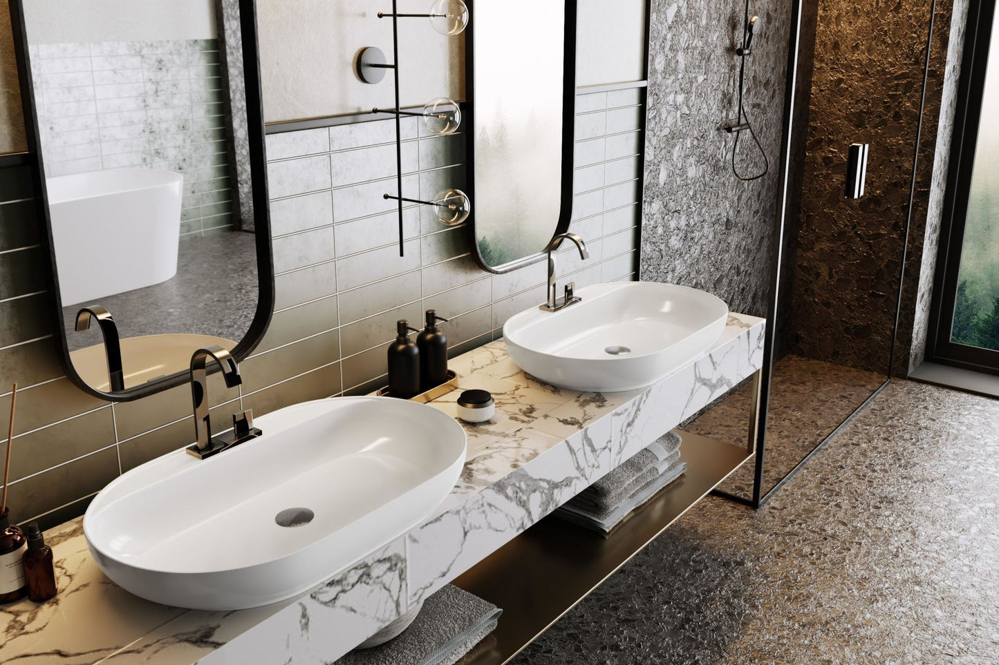 Keramik Waschtisch Waschbecken Aufsatzwaschbecken Wasch Tisch weiß 70x43