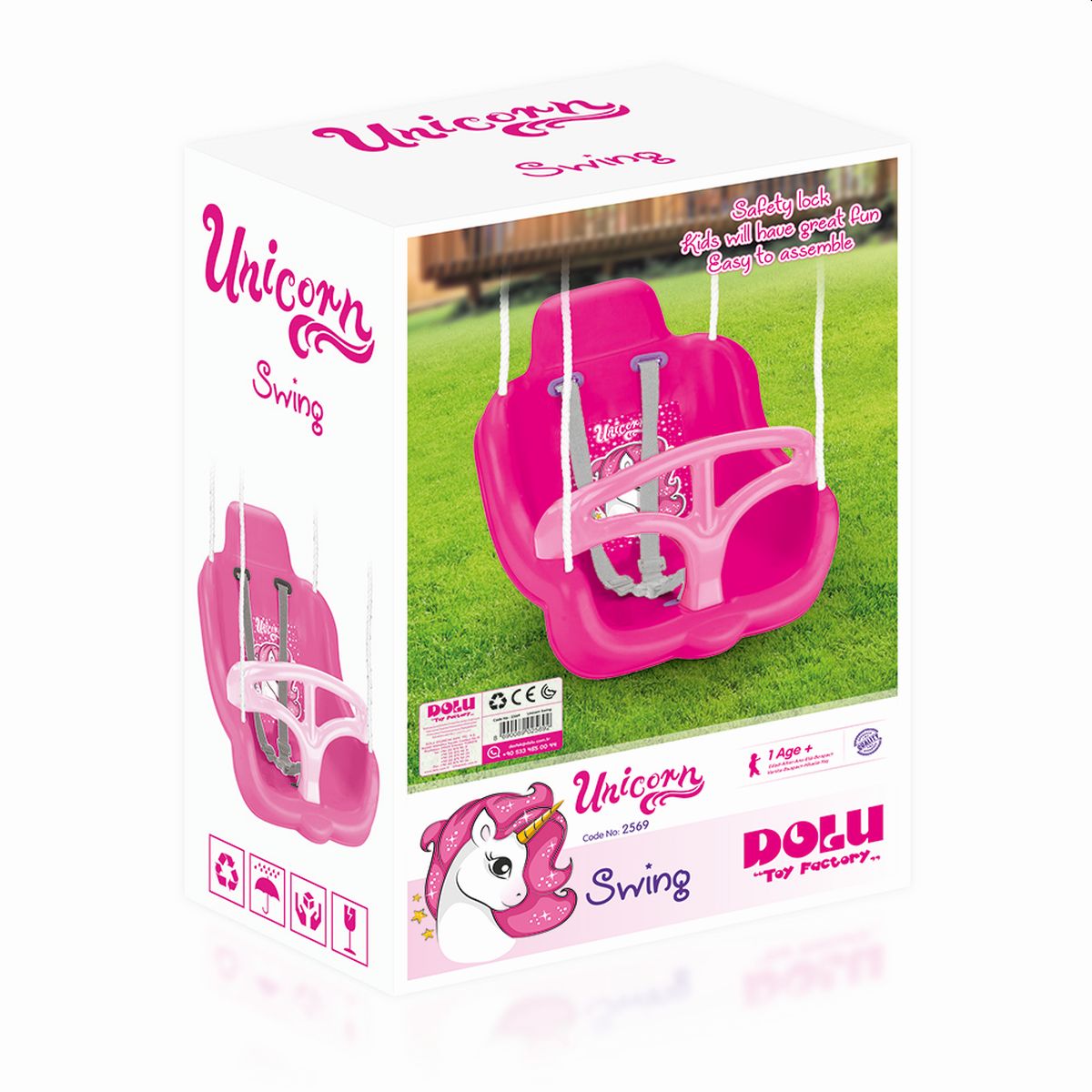 Unicorn Einhorn Babyschaukel Sicherheitsschaukel mit hoher Rückenlehne extra Sicherheitsgurt