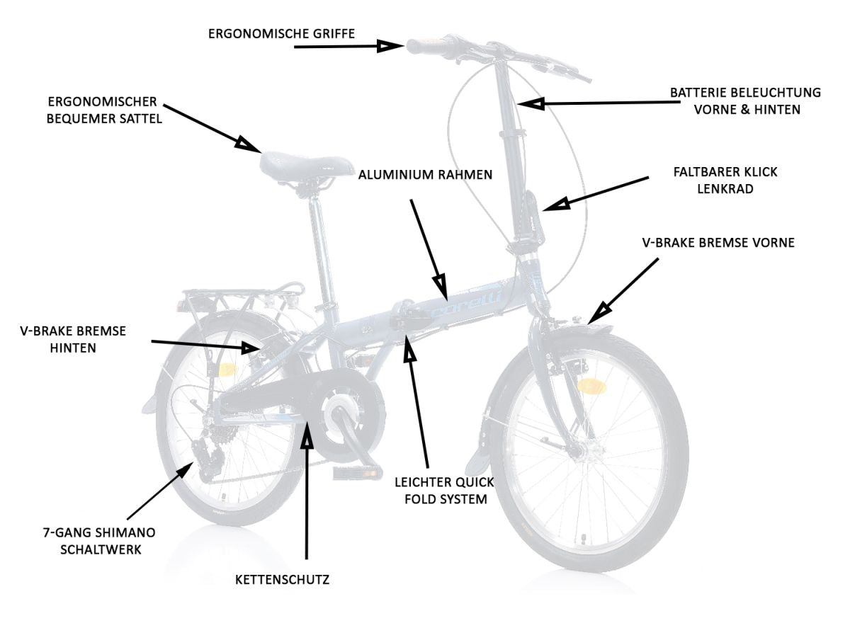 20 Zoll Alu Faltrad Klapprad Shimano 7-Gang-Schaltung Klappfahrrad