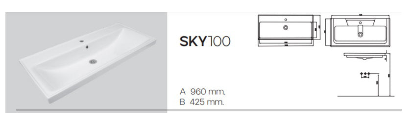 Keramik Waschtisch Waschbecken Einbau Waschbecken Wasch Tisch weiß 100x42,5x15