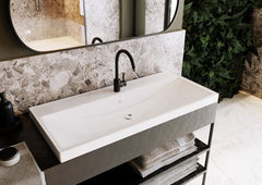 Keramik Waschtisch Waschbecken Einbau Waschbecken Wasch Tisch weiß 100x42,5x15
